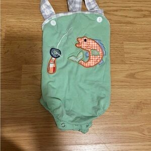 Green Baby Romper with Fish Design